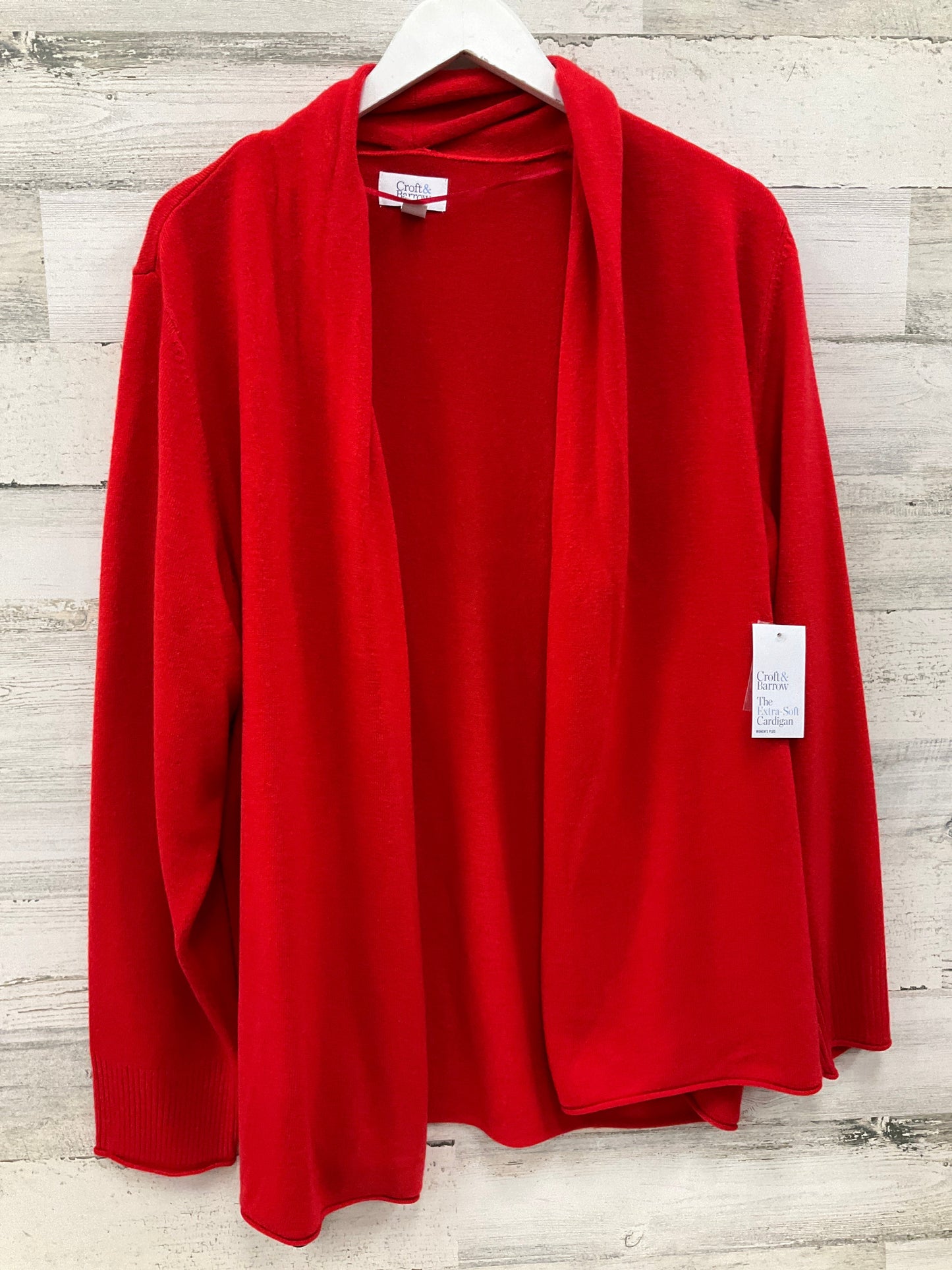 Sweater Cardigan By Croft And Barrow In Red, Size: 1x