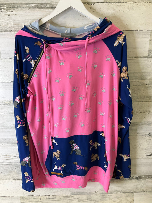 Athletic Sweatshirt Hoodie By Simply Southern In Blue & Pink, Size: Xl