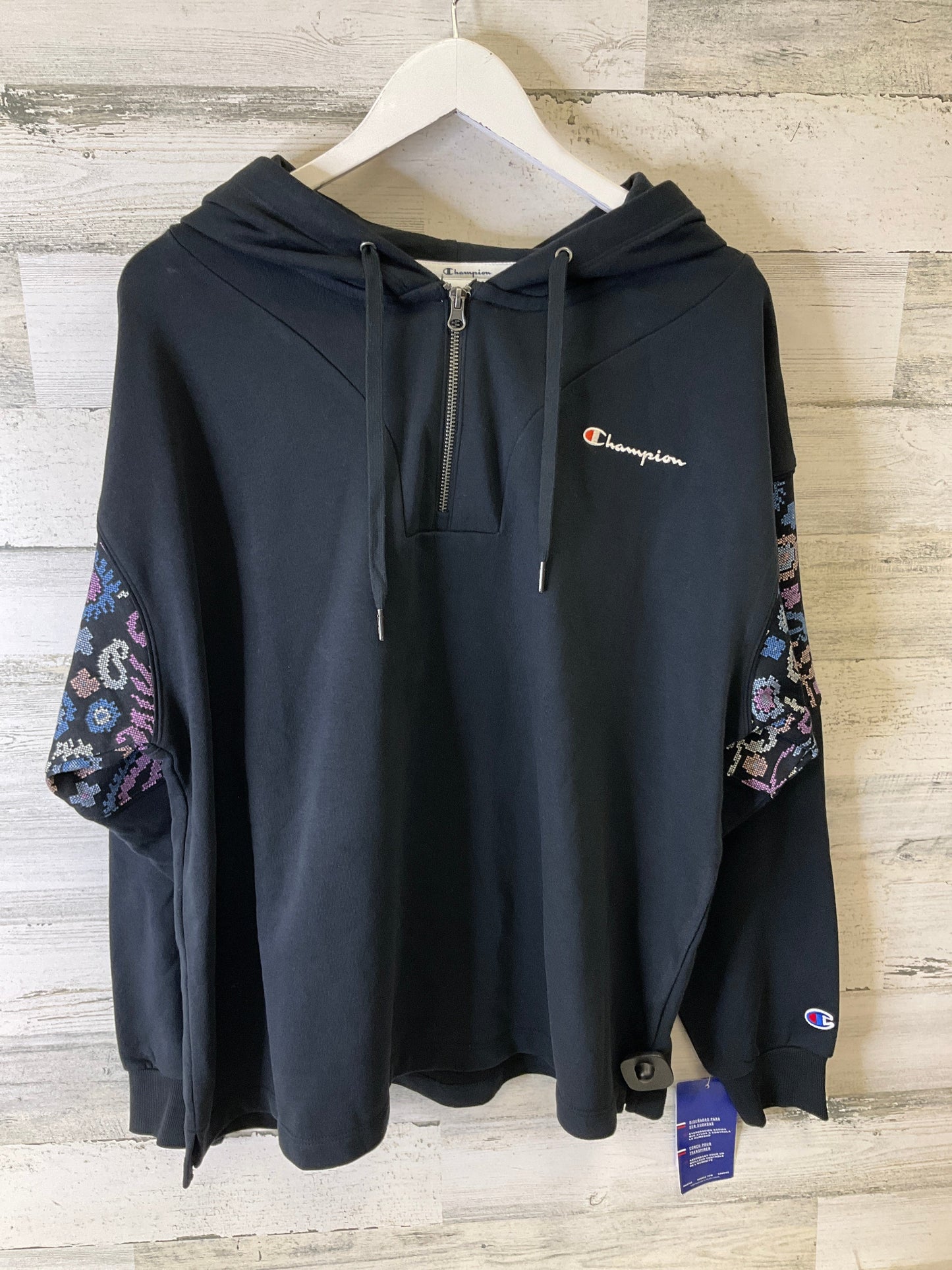 Athletic Sweatshirt Hoodie By Champion In Black, Size: L