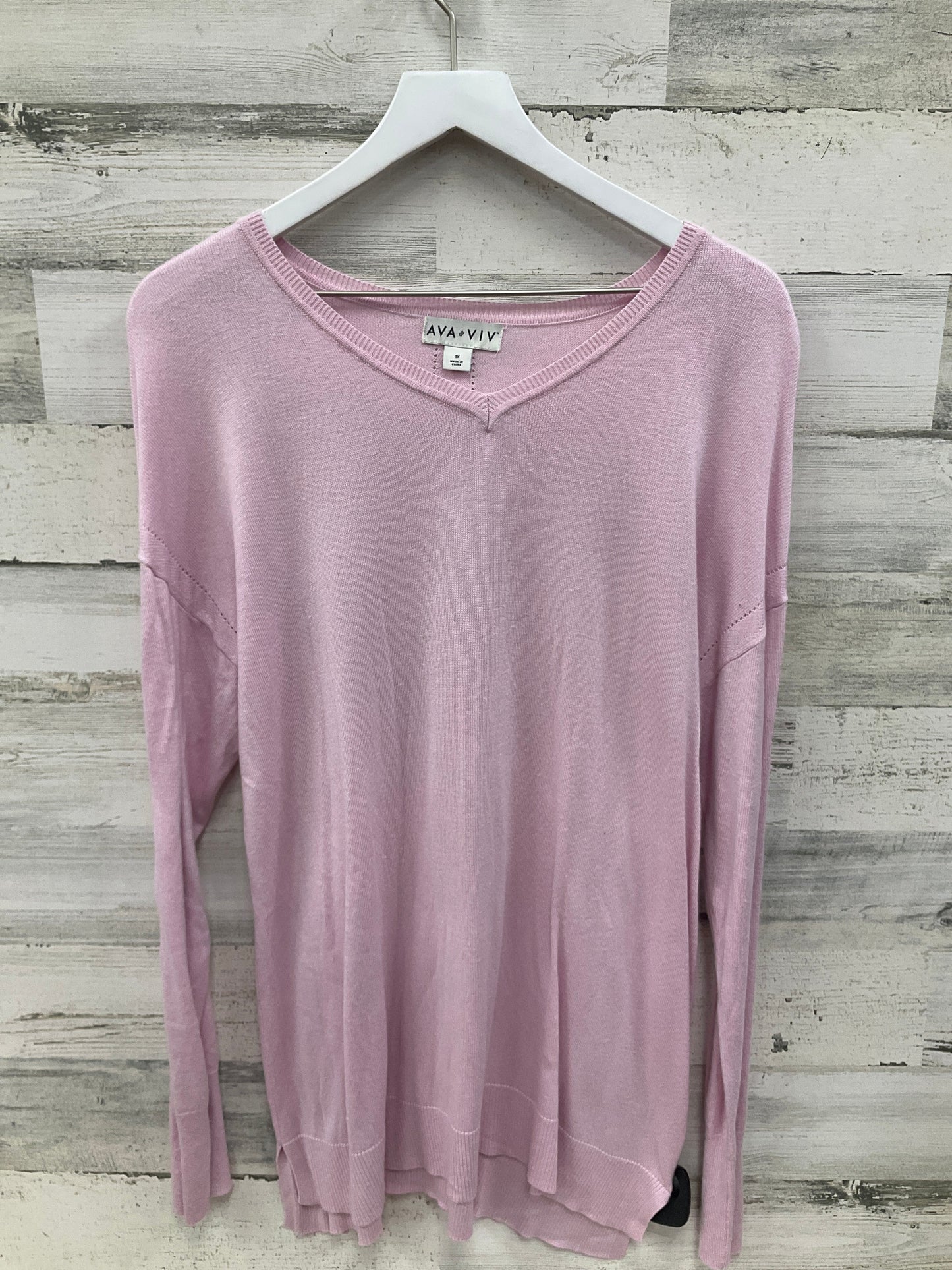 Top Long Sleeve By Ava & Viv In Pink, Size: 1x