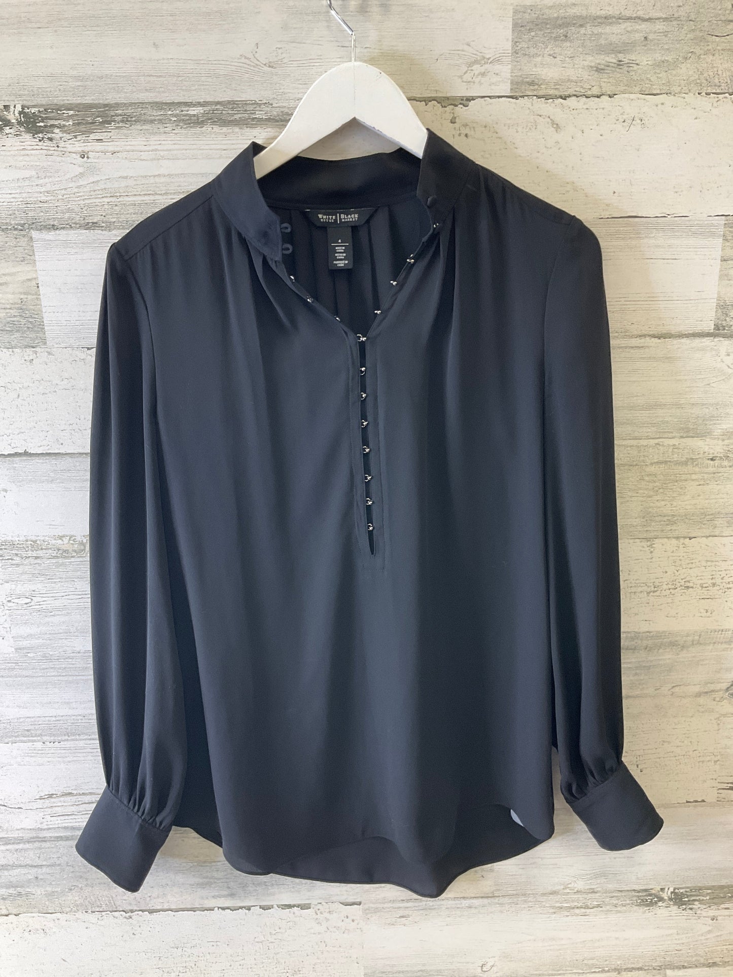 Blouse Long Sleeve By White House Black Market In Black, Size: S