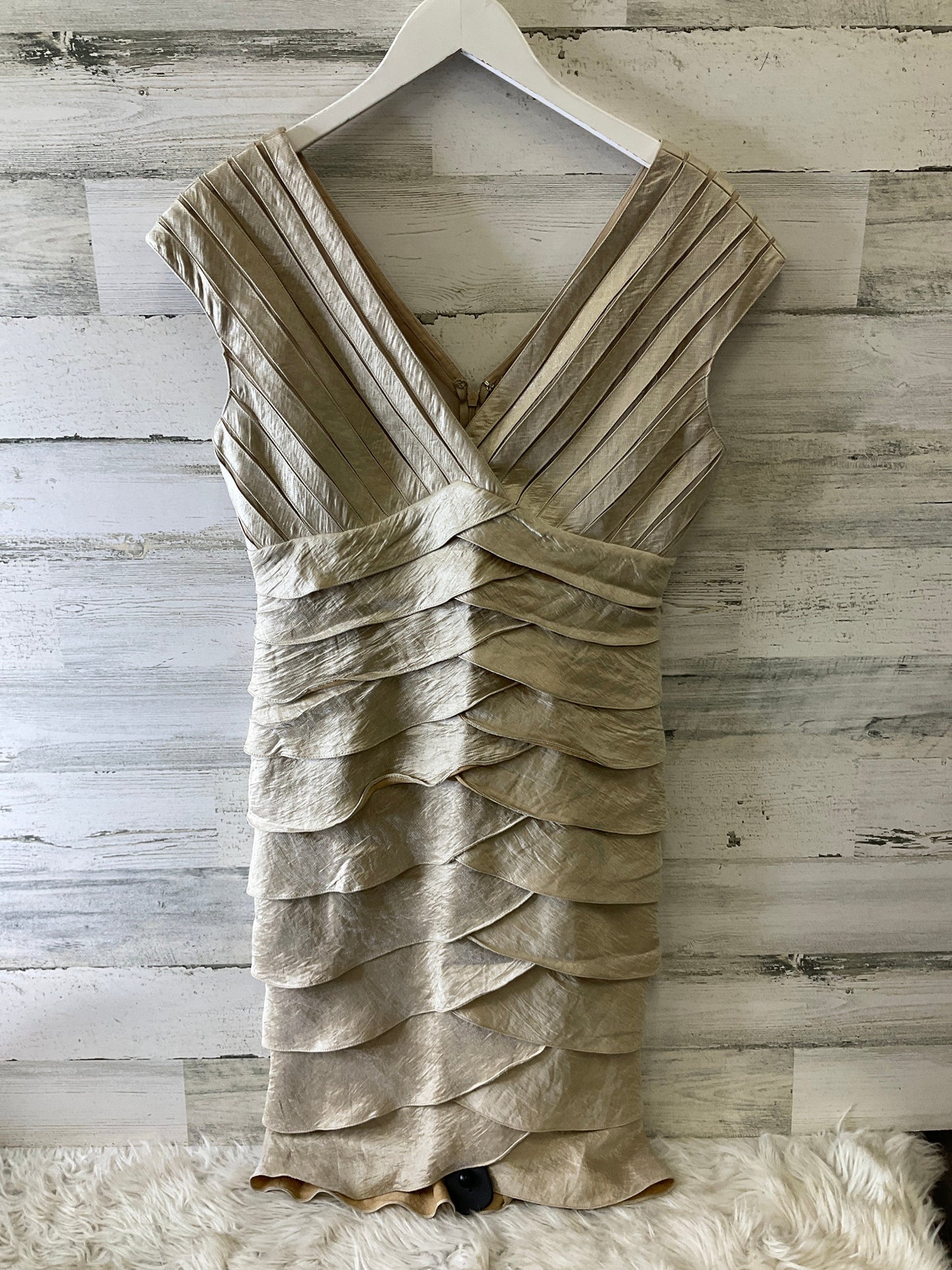 Dress Party Midi By Adrianna Papell In Gold, Size: M