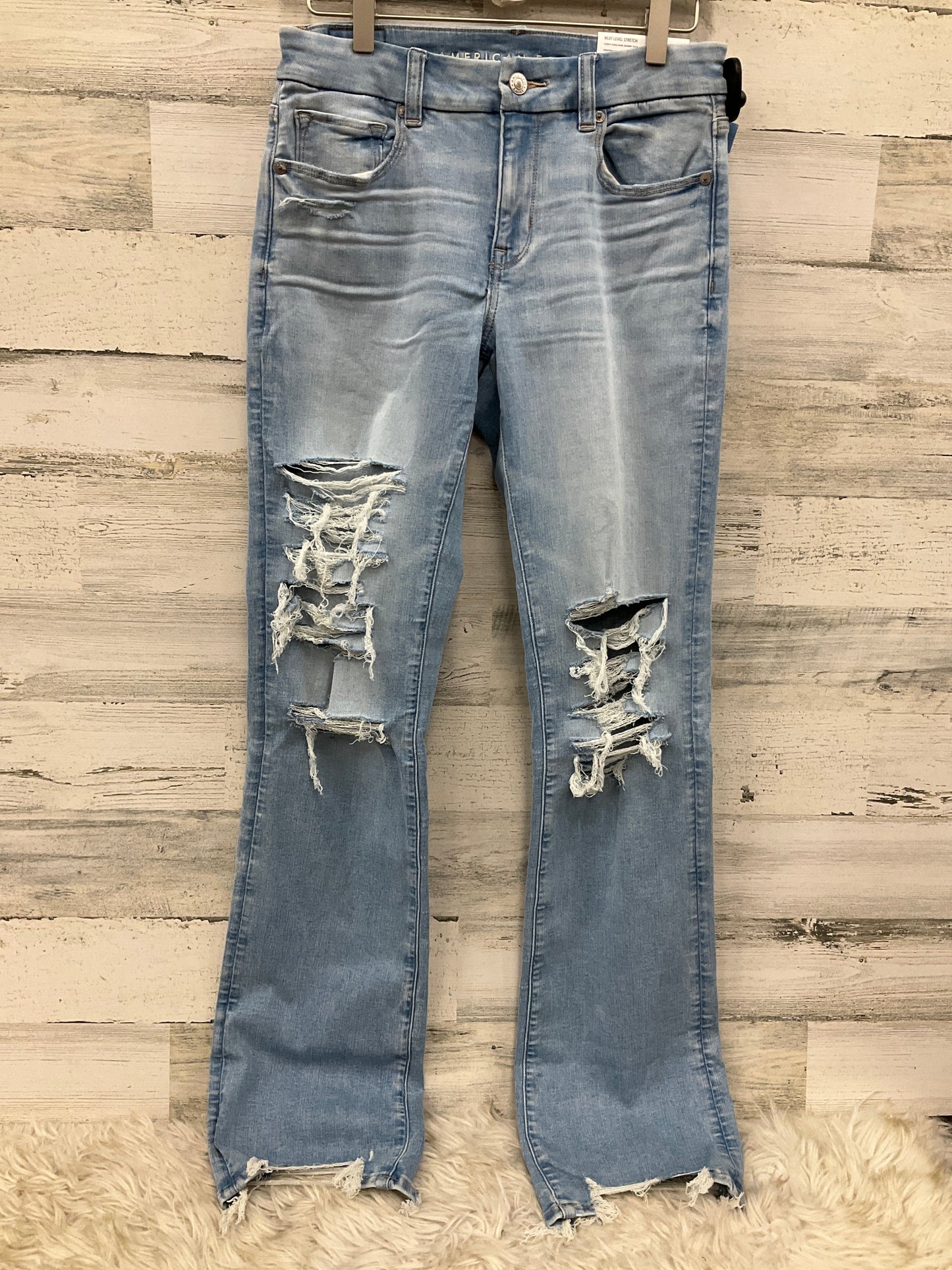 Jeans Straight By American Eagle In Blue Denim, Size: 6