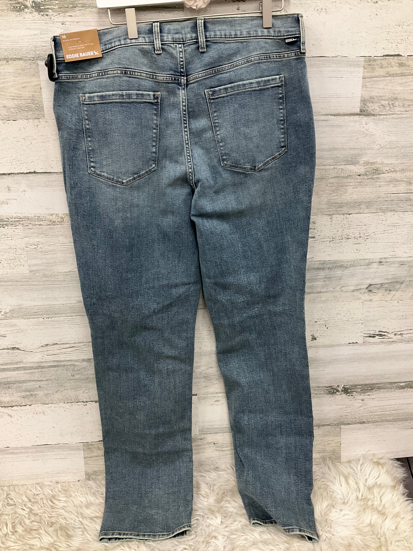 Jeans Straight By Eddie Bauer In Blue Denim, Size: 16