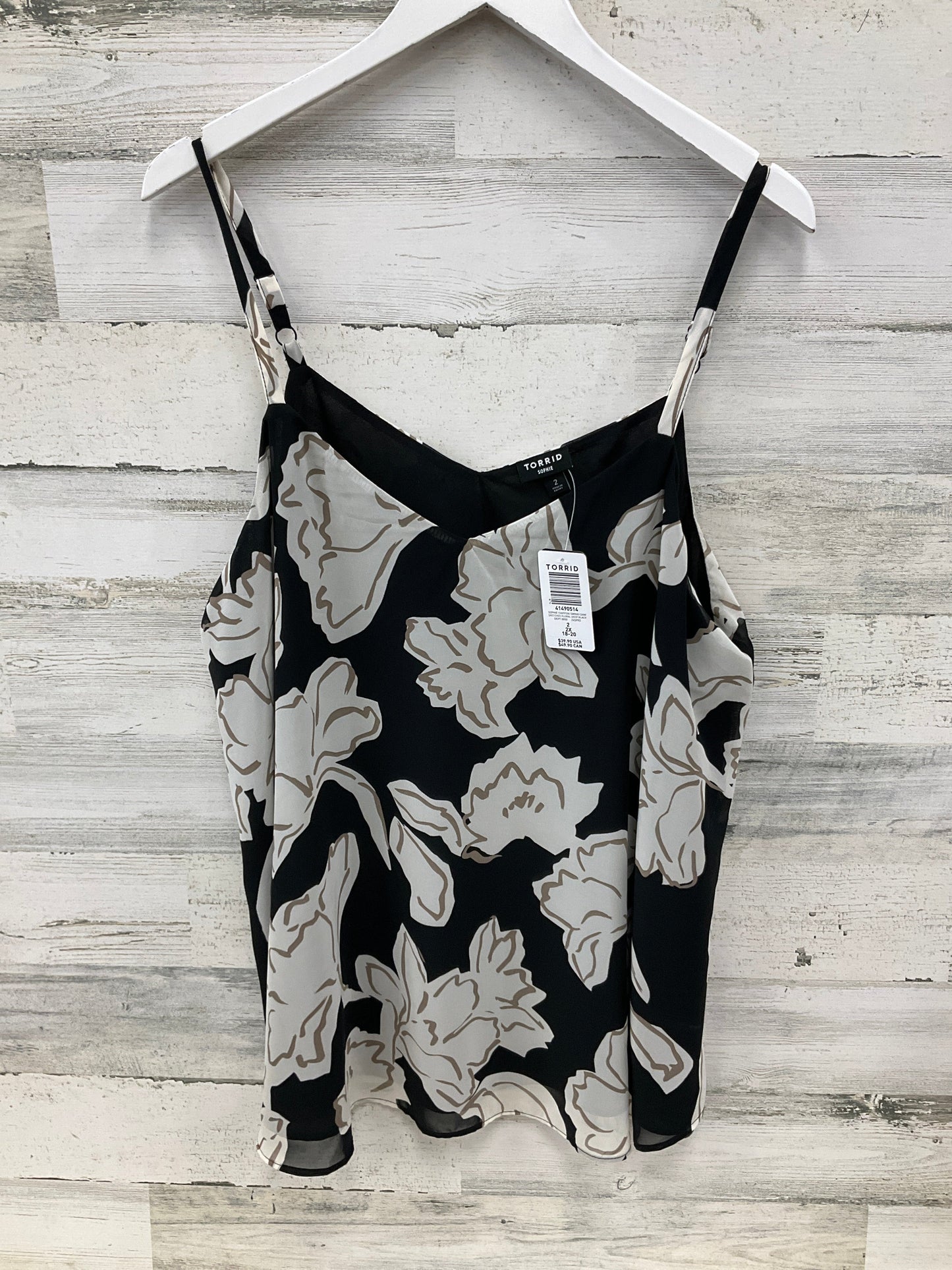 Top Sleeveless By Torrid In Black & Cream, Size: 2x