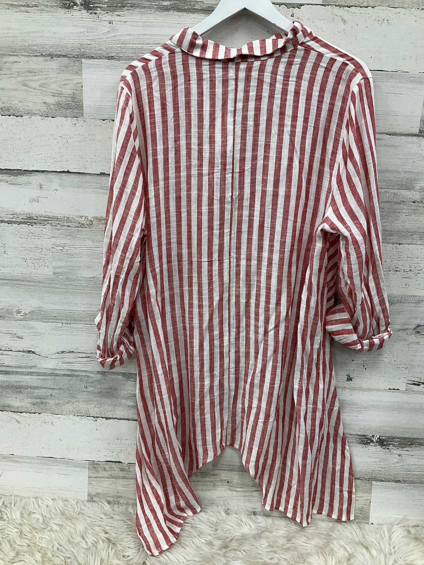 Tunic Long Sleeve By Cato In Red & White, Size: Xl