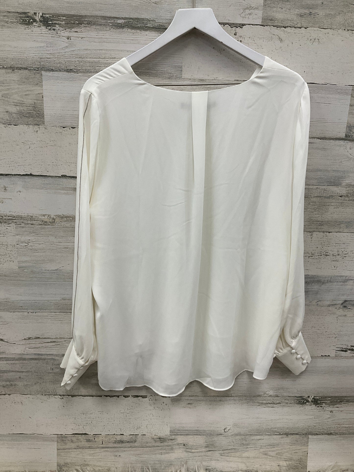 Blouse Long Sleeve By White House Black Market In Cream, Size: Xl