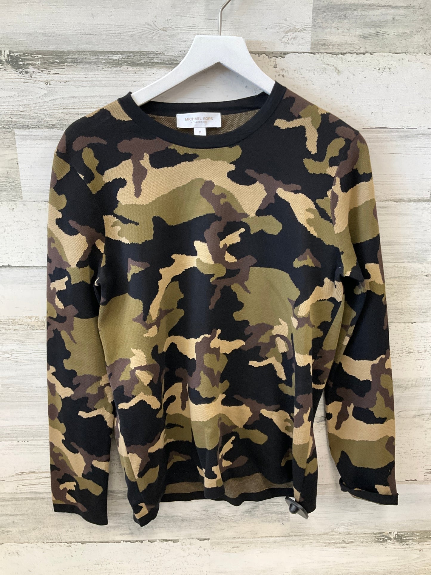 Top Long Sleeve Designer By Michael Kors Collection In Camouflage Print, Size: M