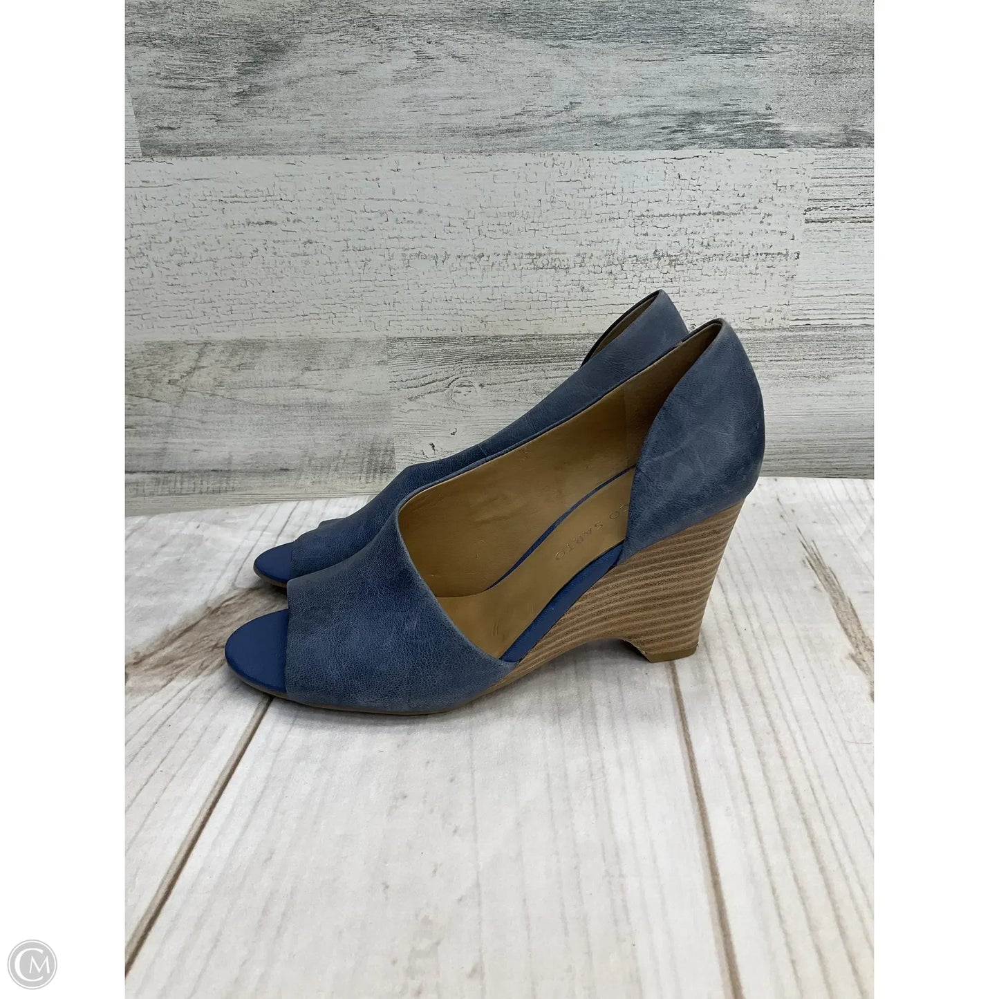 Shoes Heels Wedge By Franco Sarto In Blue, Size: 7.5