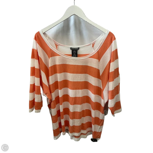 Top Short Sleeve By Chelsea And Theodore In Orange & White, Size: Xxl