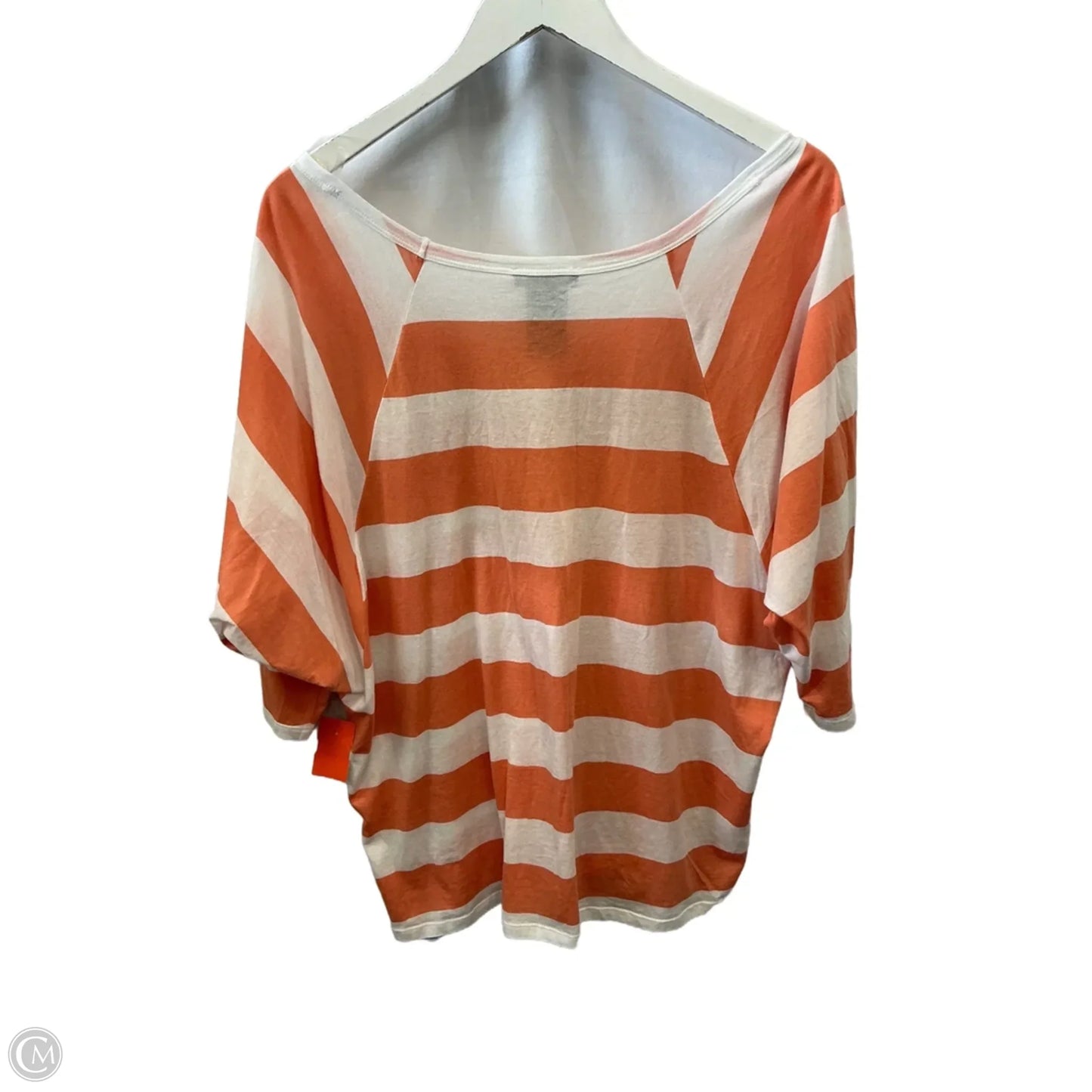 Top Short Sleeve By Chelsea And Theodore In Orange & White, Size: Xxl