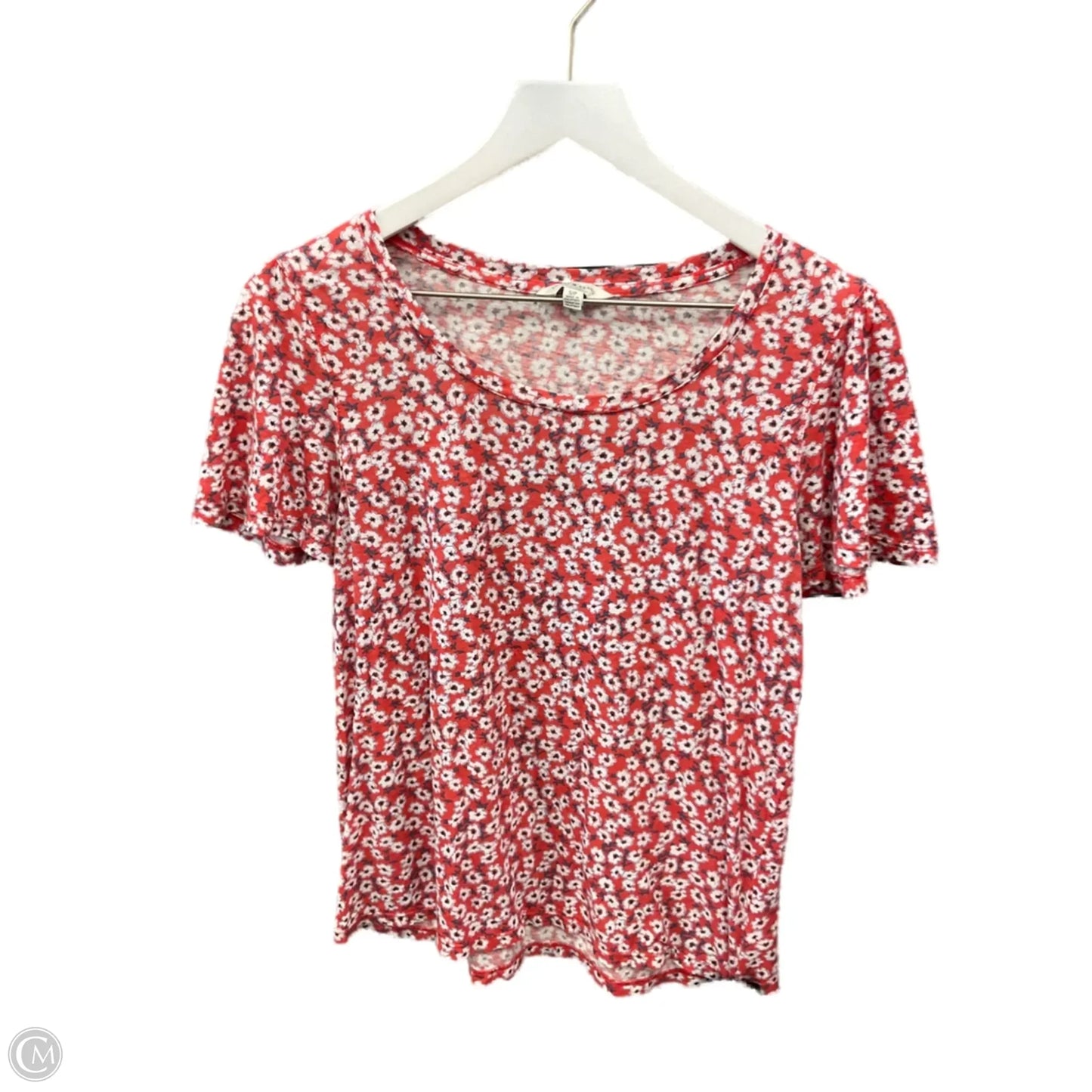 Top Short Sleeve By Lucky Brand In Red & Yellow, Size: S