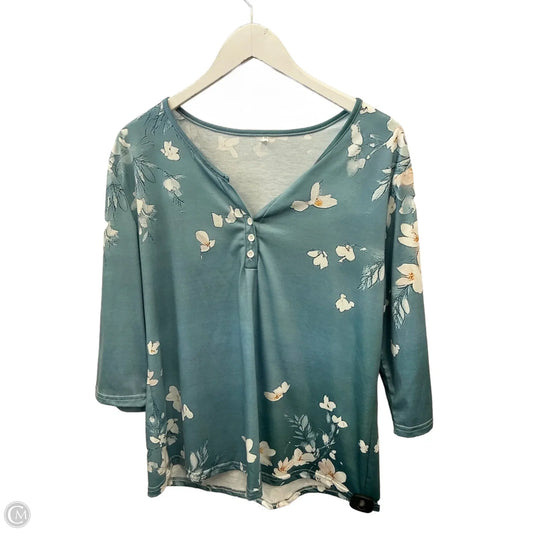 Top 3/4 Sleeve By Cme In Aqua, Size: Xl