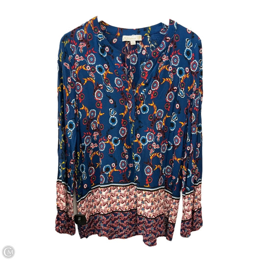 Top Long Sleeve By Suzanne Betro In Blue, Size: L