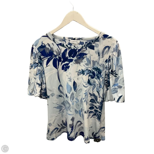 Top Short Sleeve By Calvin Klein In Blue, Size: L