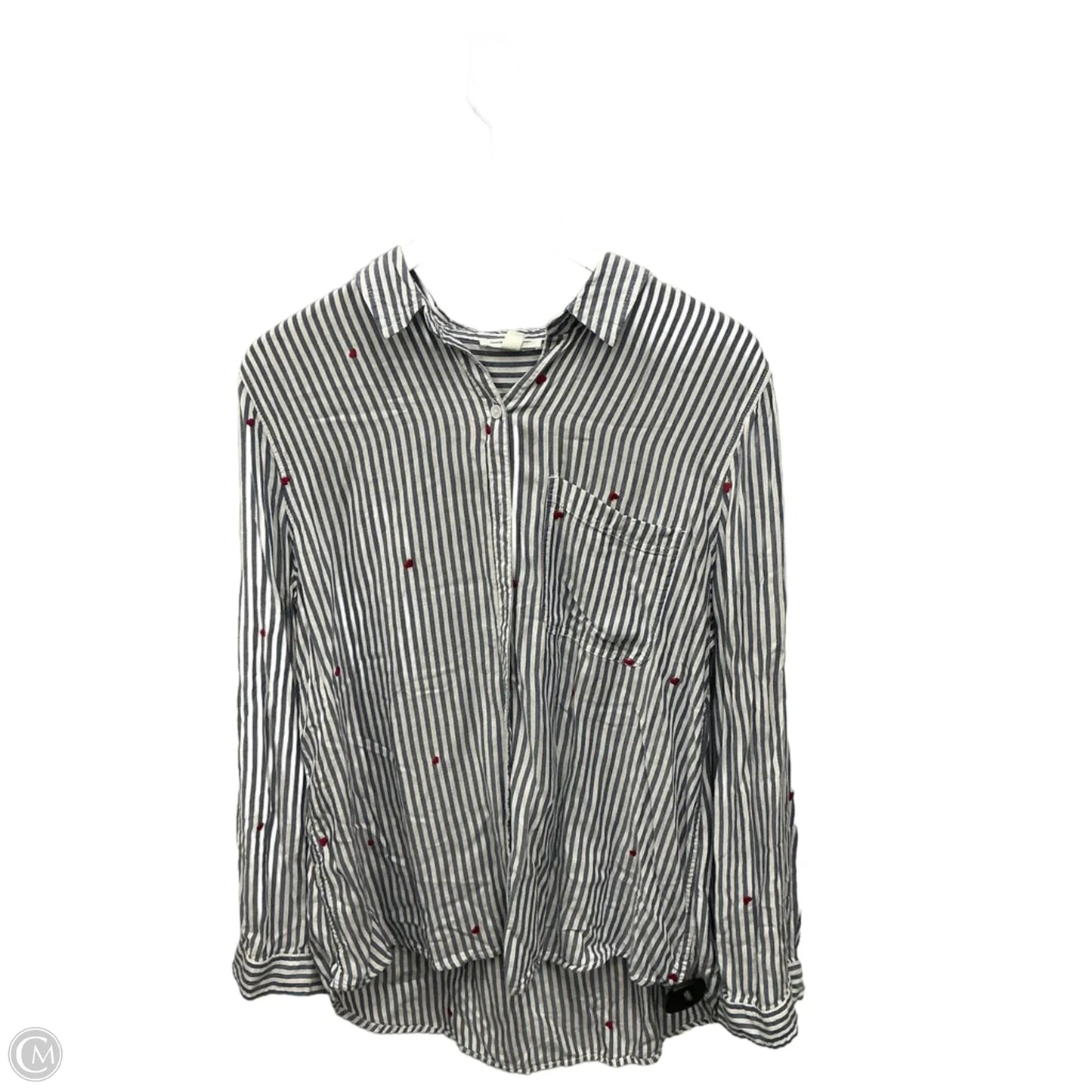 Top Long Sleeve By Beachlunchlounge In Blue & White, Size: Xl