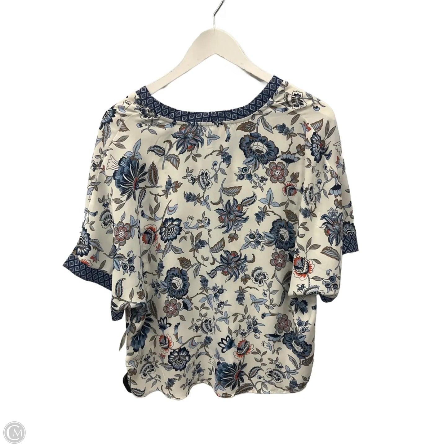 Top Short Sleeve By W5 In Blue & Cream, Size: L