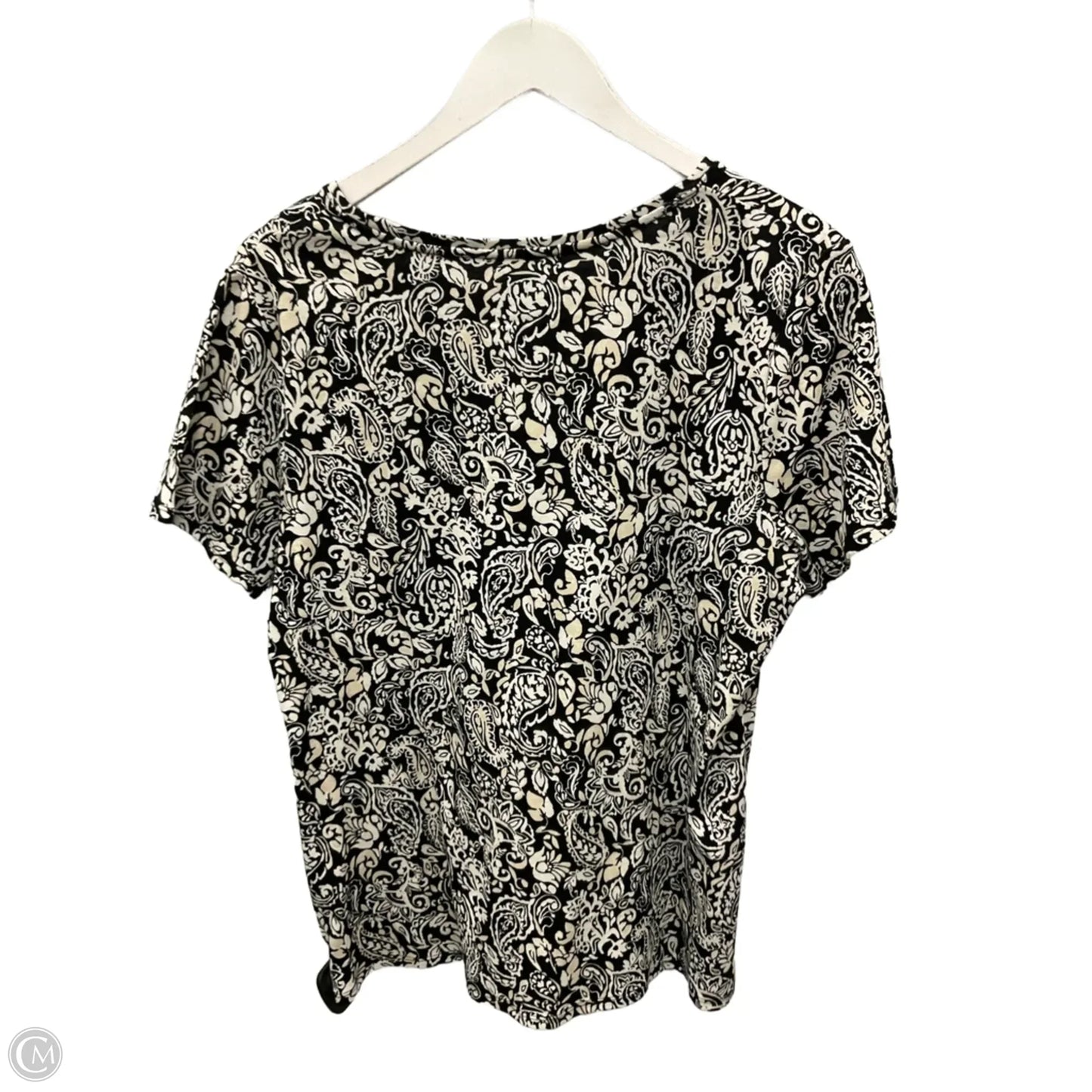 Top Short Sleeve By Croft And Barrow In Black & Cream, Size: L