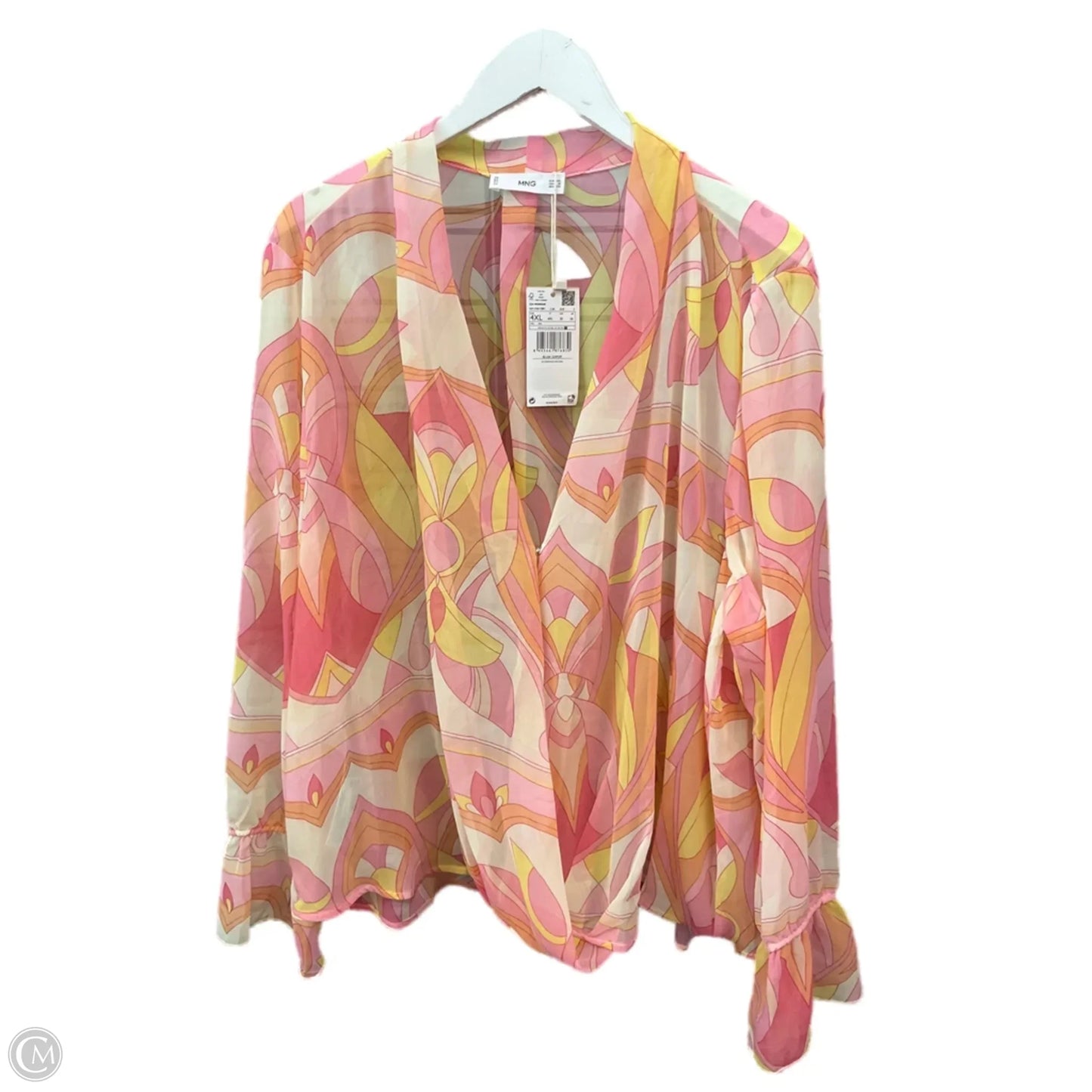 Top Long Sleeve By Mng In Pink & Yellow, Size: 3x