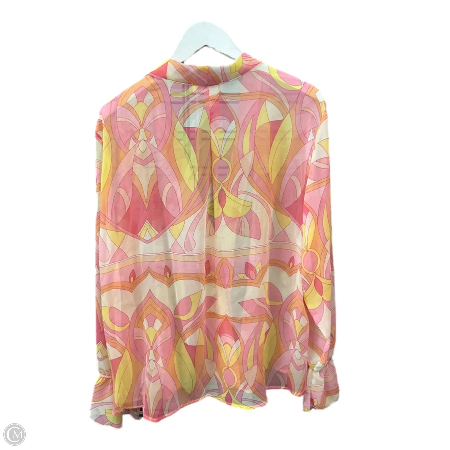 Top Long Sleeve By Mng In Pink & Yellow, Size: 3x