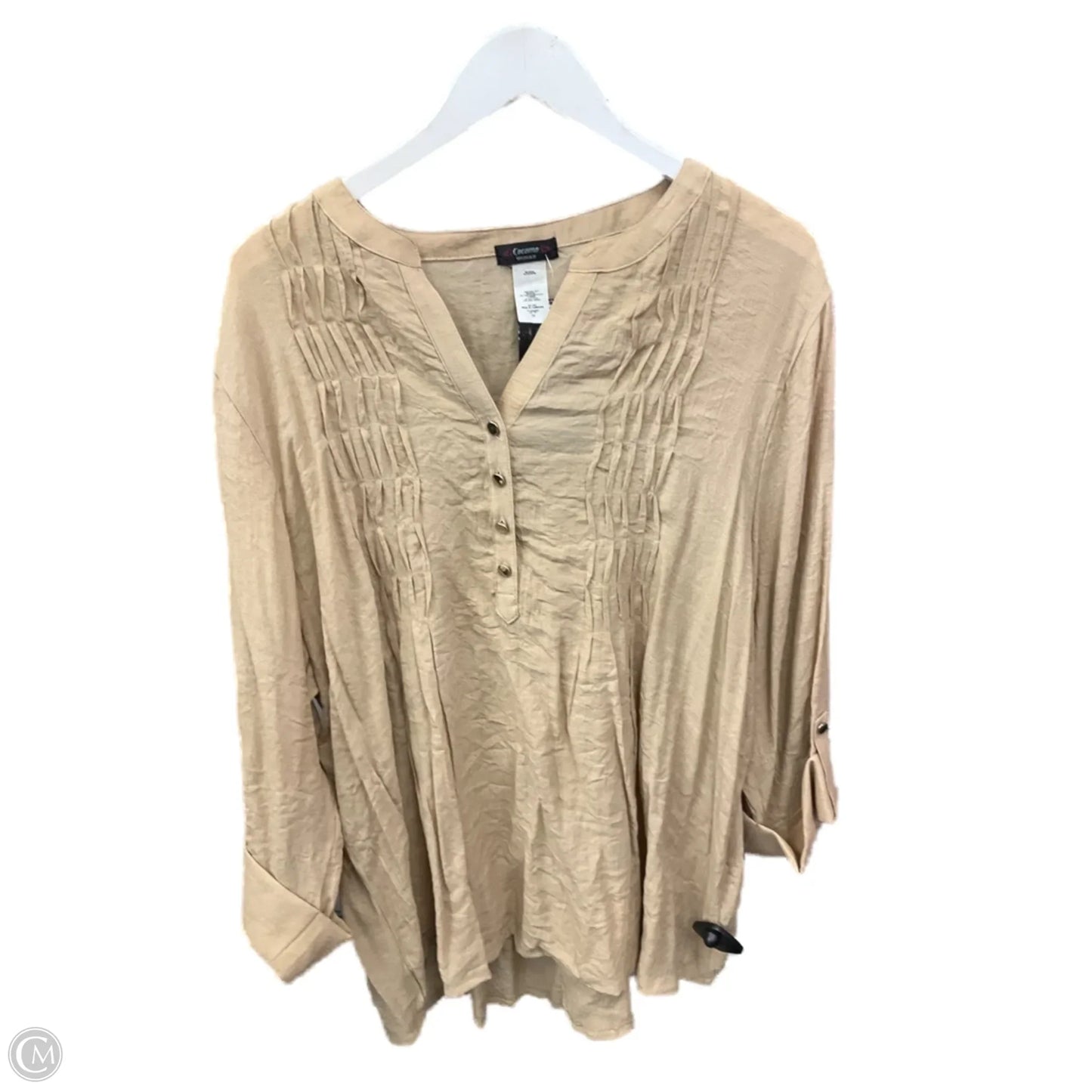 Top Long Sleeve By Cocomo In Beige, Size: 3x