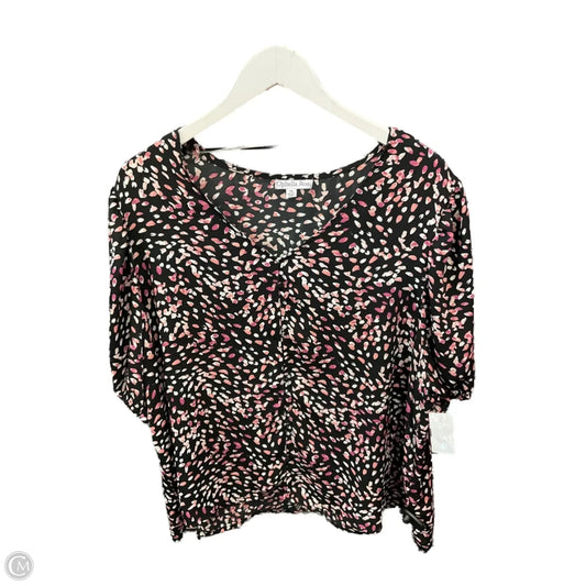Top Short Sleeve By Ophelia Roe In Black & Pink, Size: 2x
