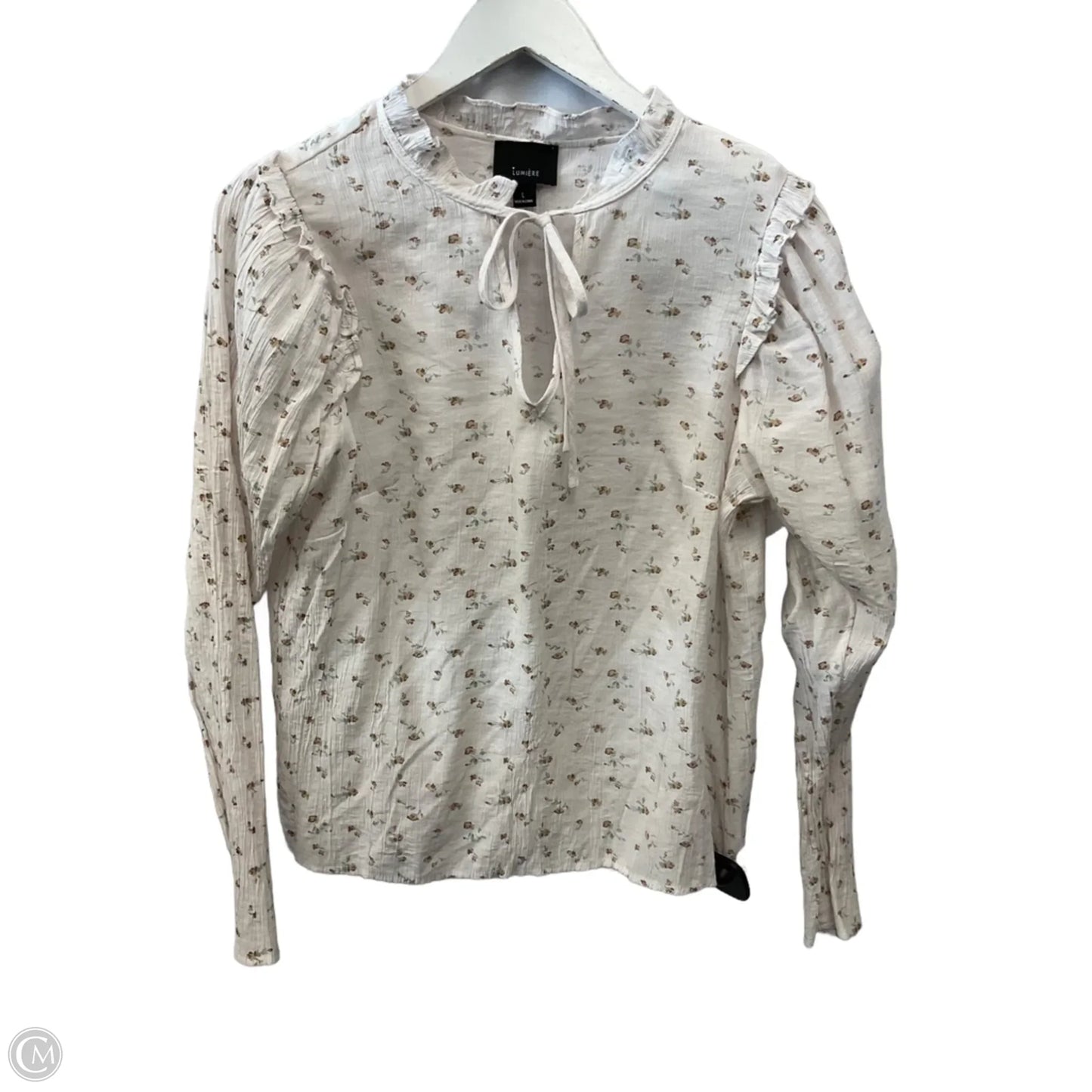 Top Long Sleeve By Lumiere In Cream, Size: M