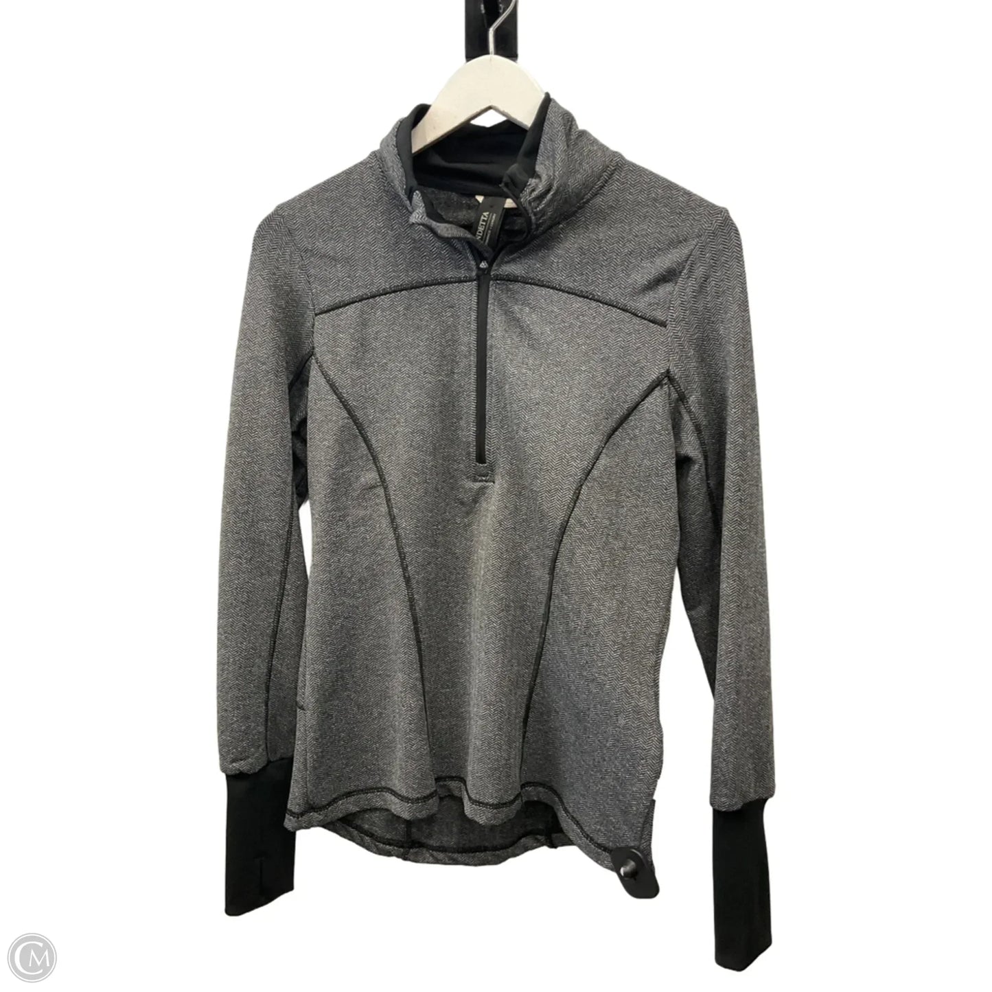 Athletic Top Long Sleeve Collar By Mondetta In Grey, Size: M