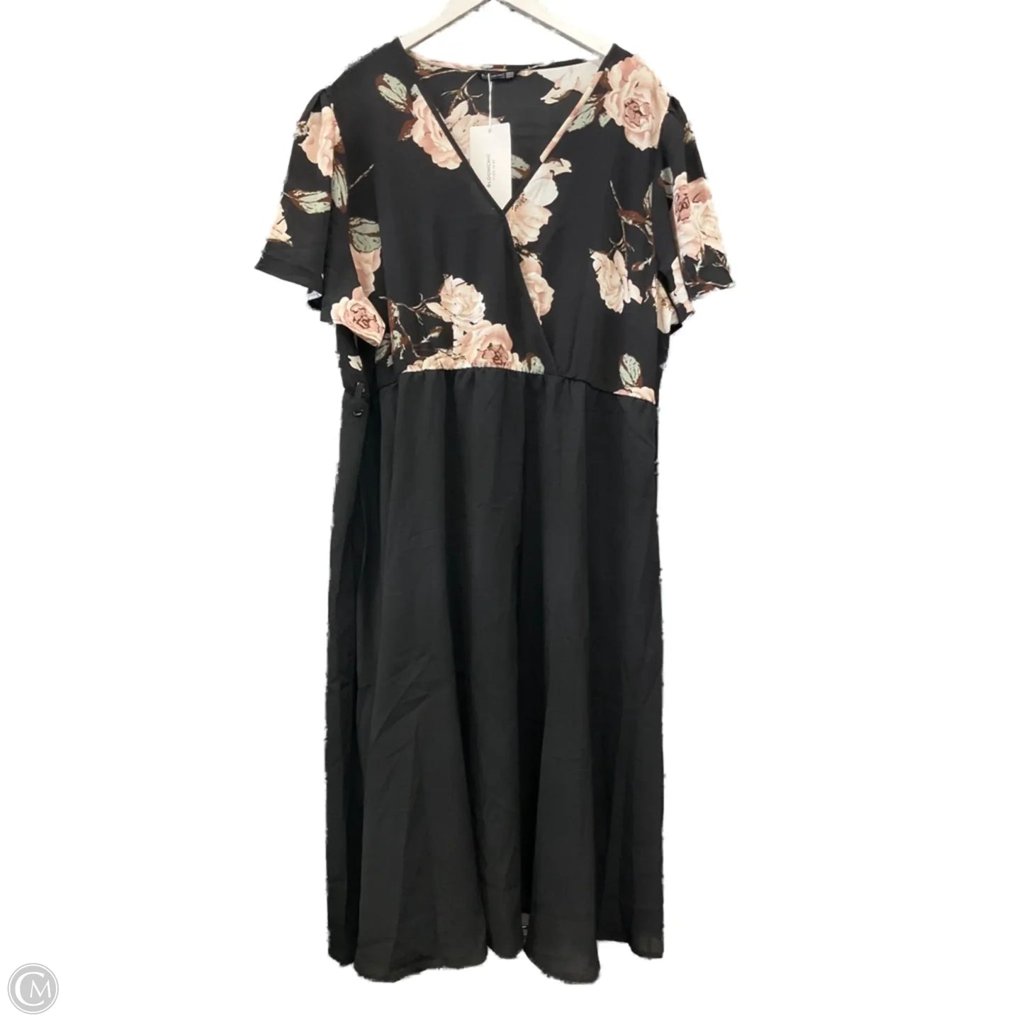 Dress Casual Midi By Clothes Mentor In Black & Pink, Size: 3x