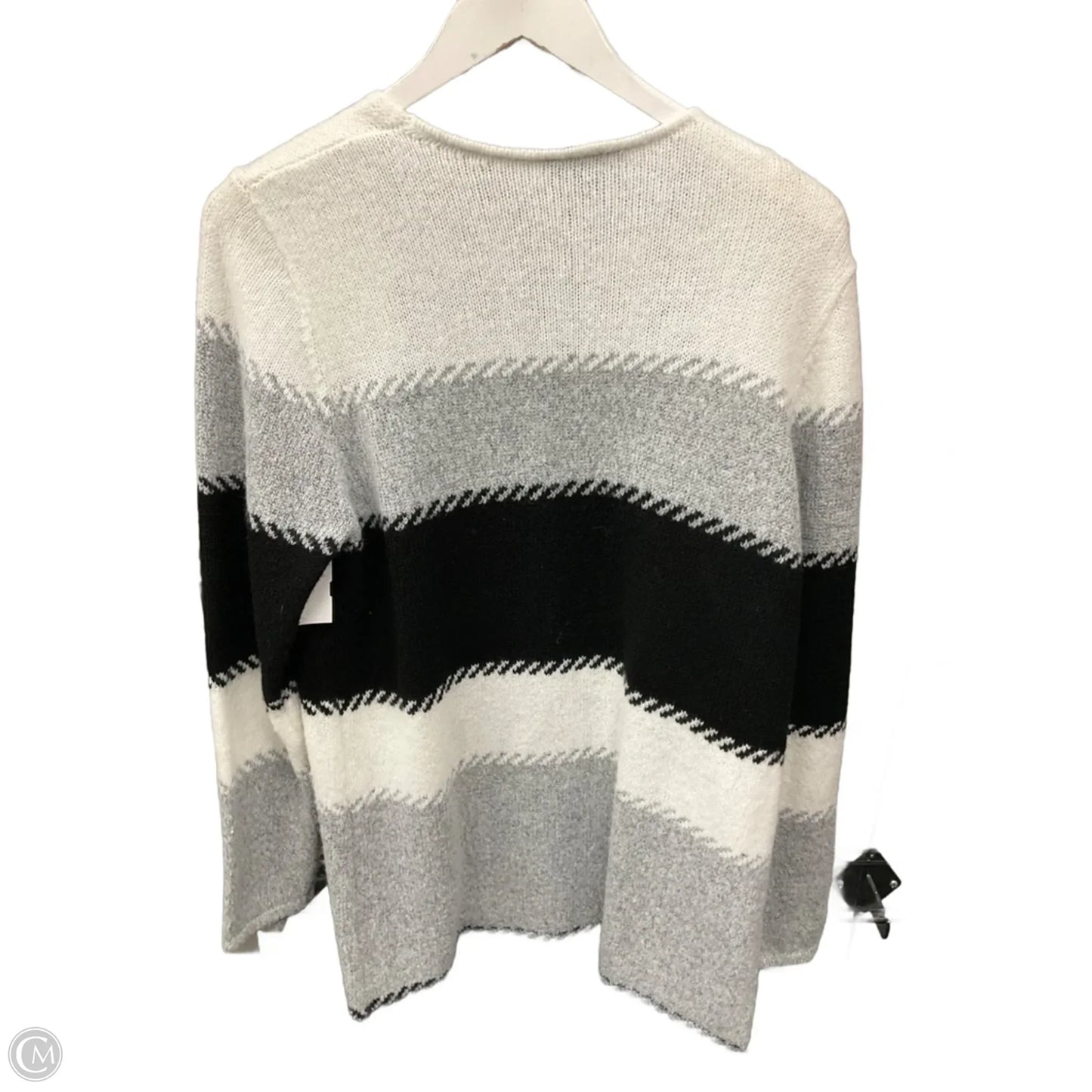 Sweater Cardigan By Fortune & Ivy In Grey & White, Size: L