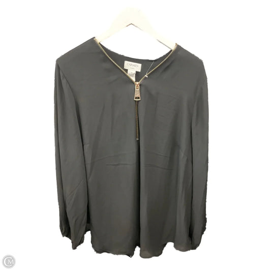 Top Long Sleeve By Carmen By Carmen Marc Valvo In Black, Size: 2x