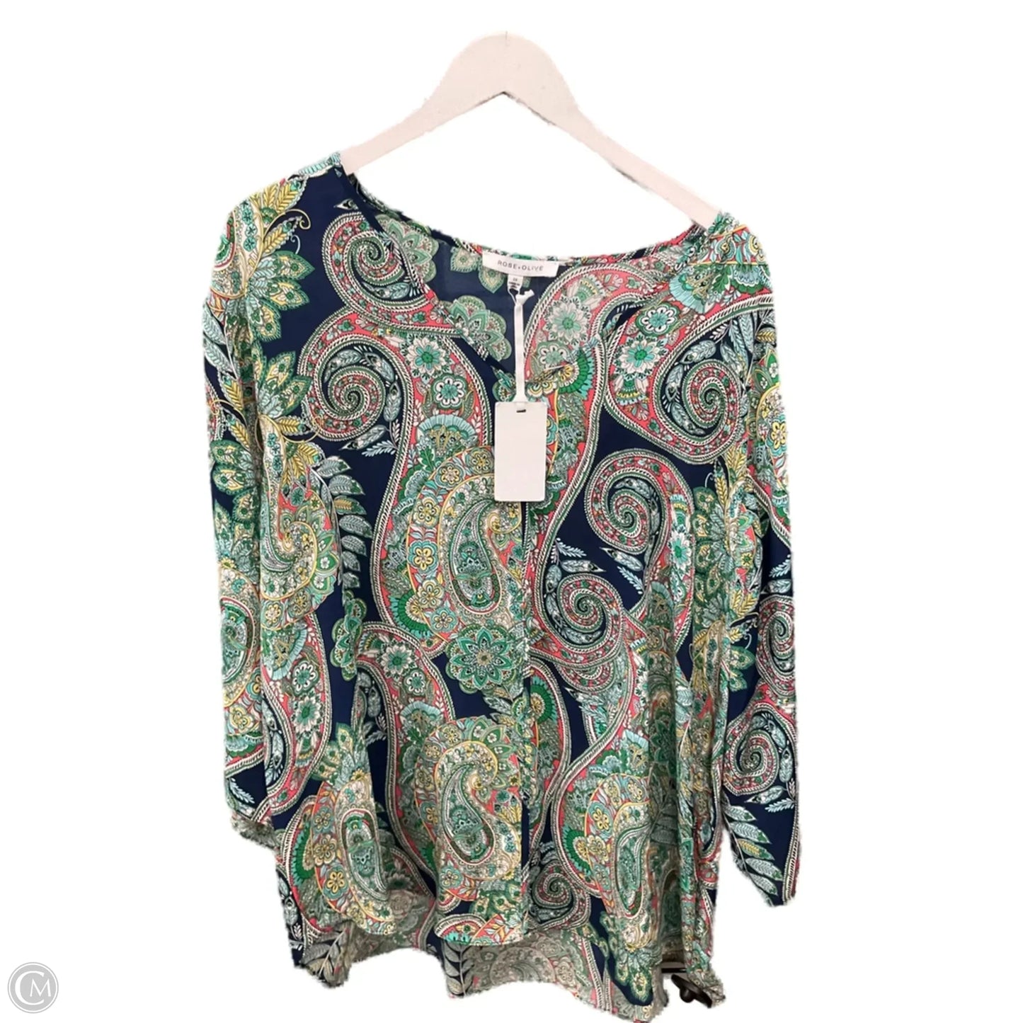 Top 3/4 Sleeve By Rose And Olive In Green, Size: 2x