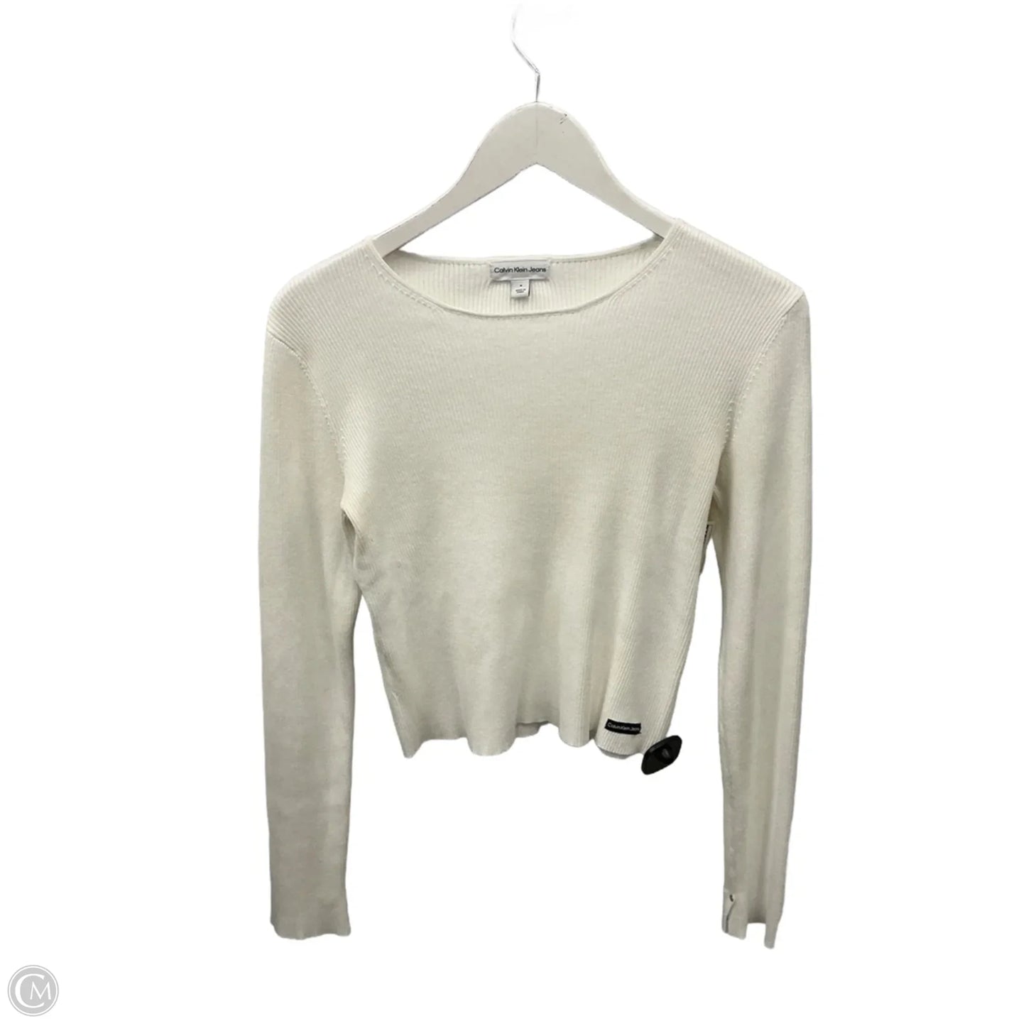 Top Long Sleeve By Calvin Klein In White, Size: M
