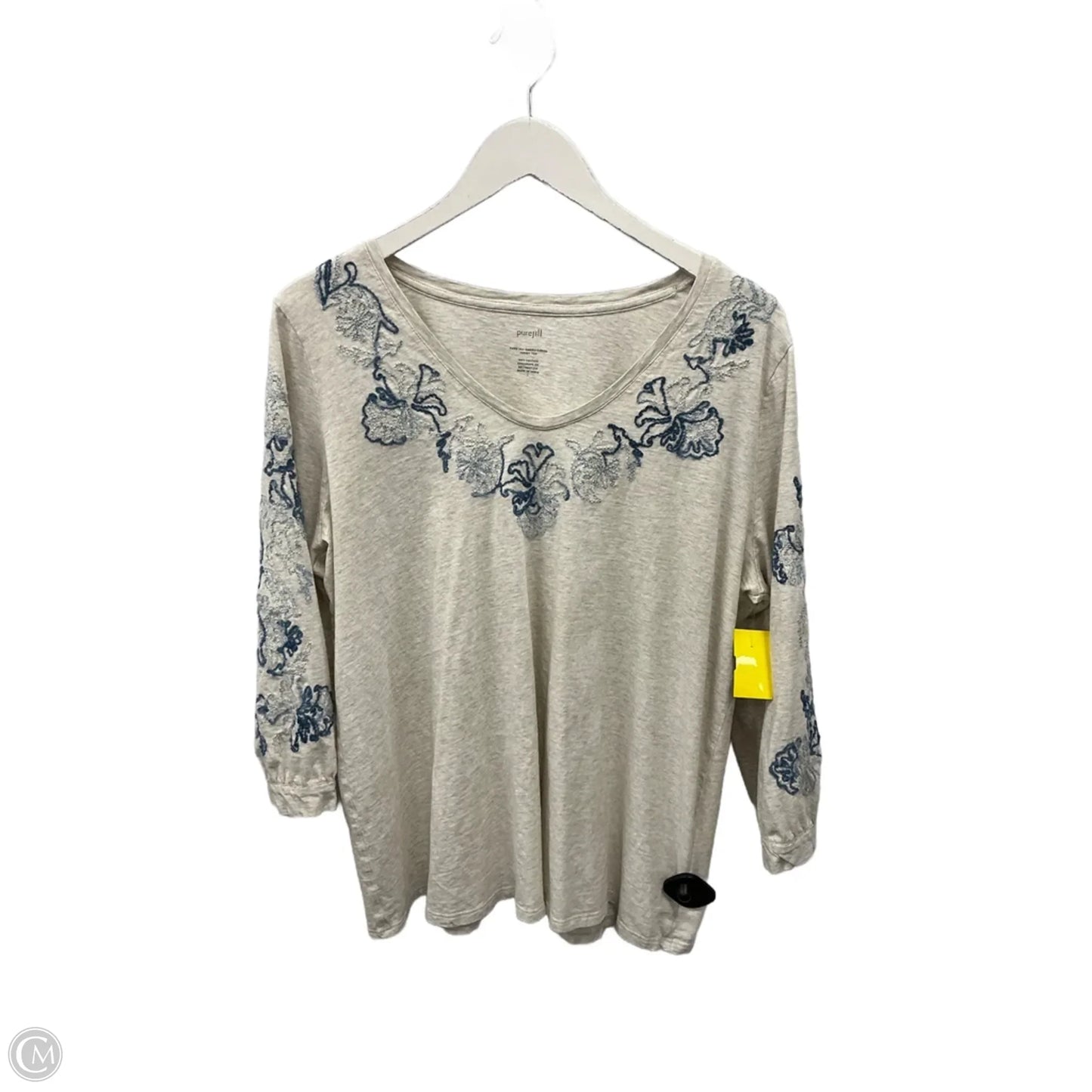 Top 3/4 Sleeve By Pure Jill In Grey, Size: L