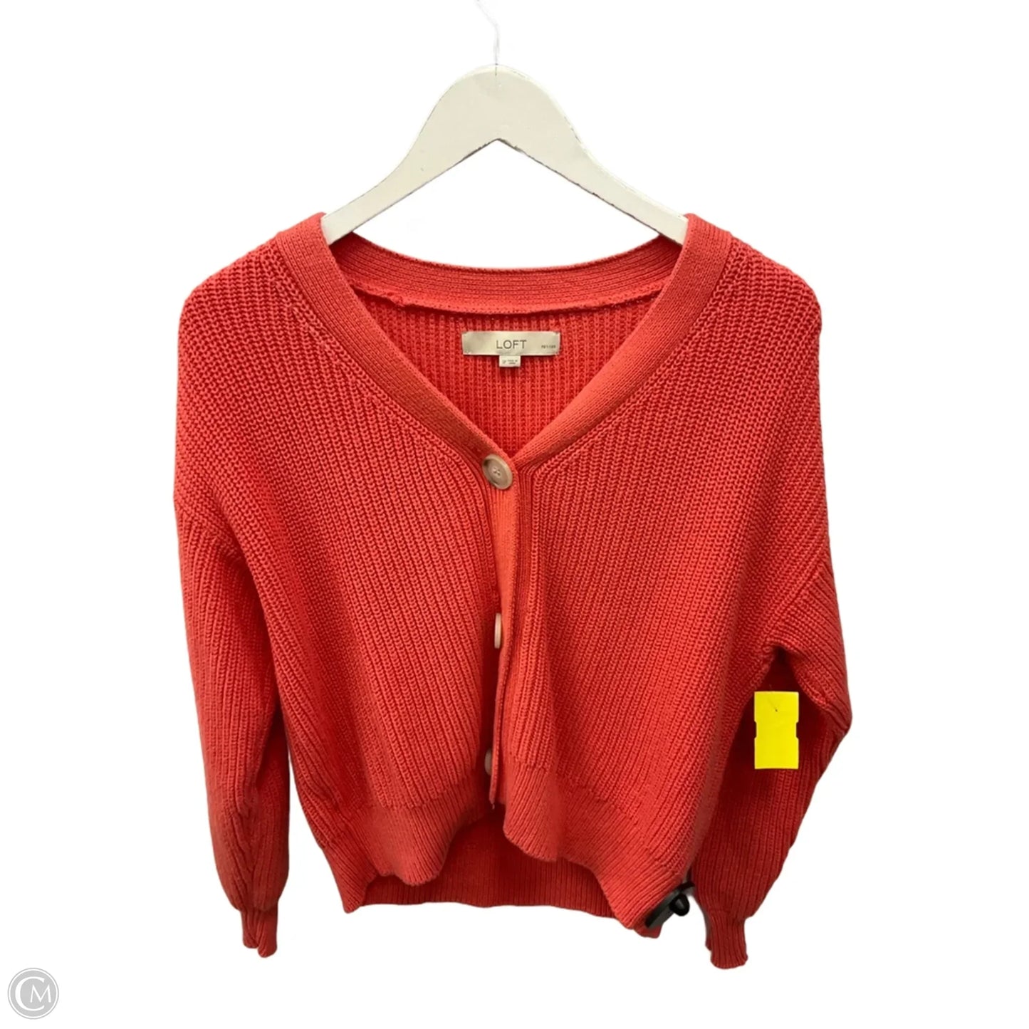 Sweater Cardigan By Loft In Orange, Size: S