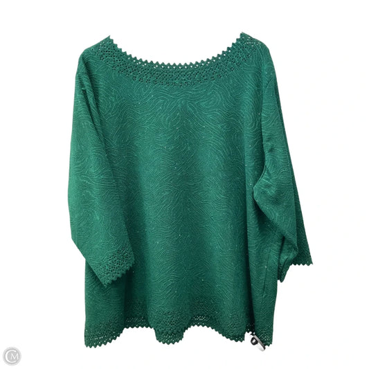 Top 3/4 Sleeve By Clothes Mentor In Green, Size: 3x