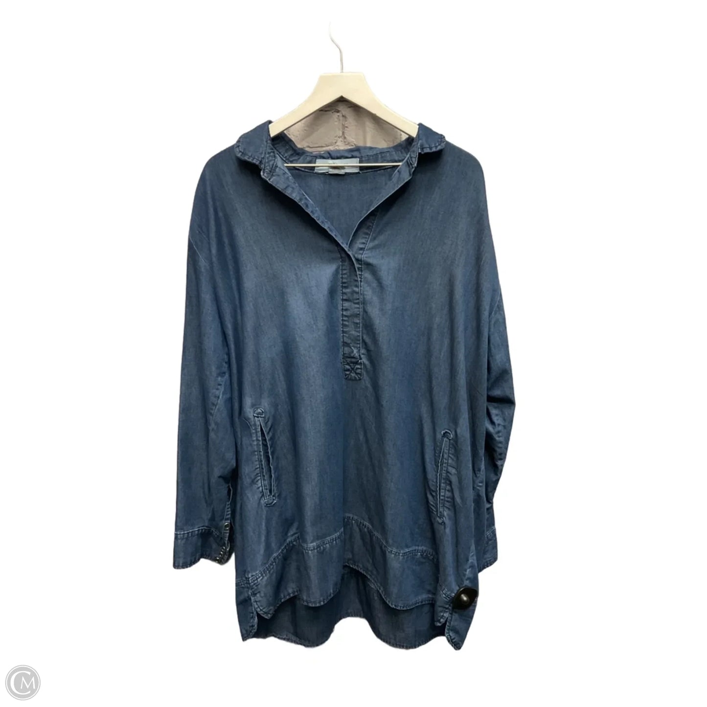 Tunic Long Sleeve By Workshop In Blue, Size: 2x