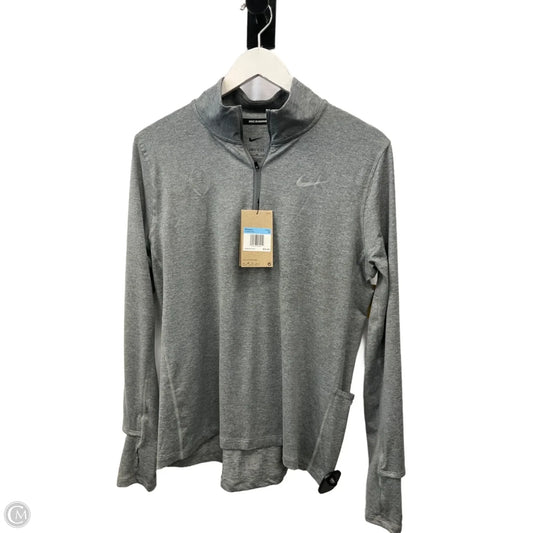 Athletic Top Long Sleeve Collar By Nike Apparel In Grey, Size: M