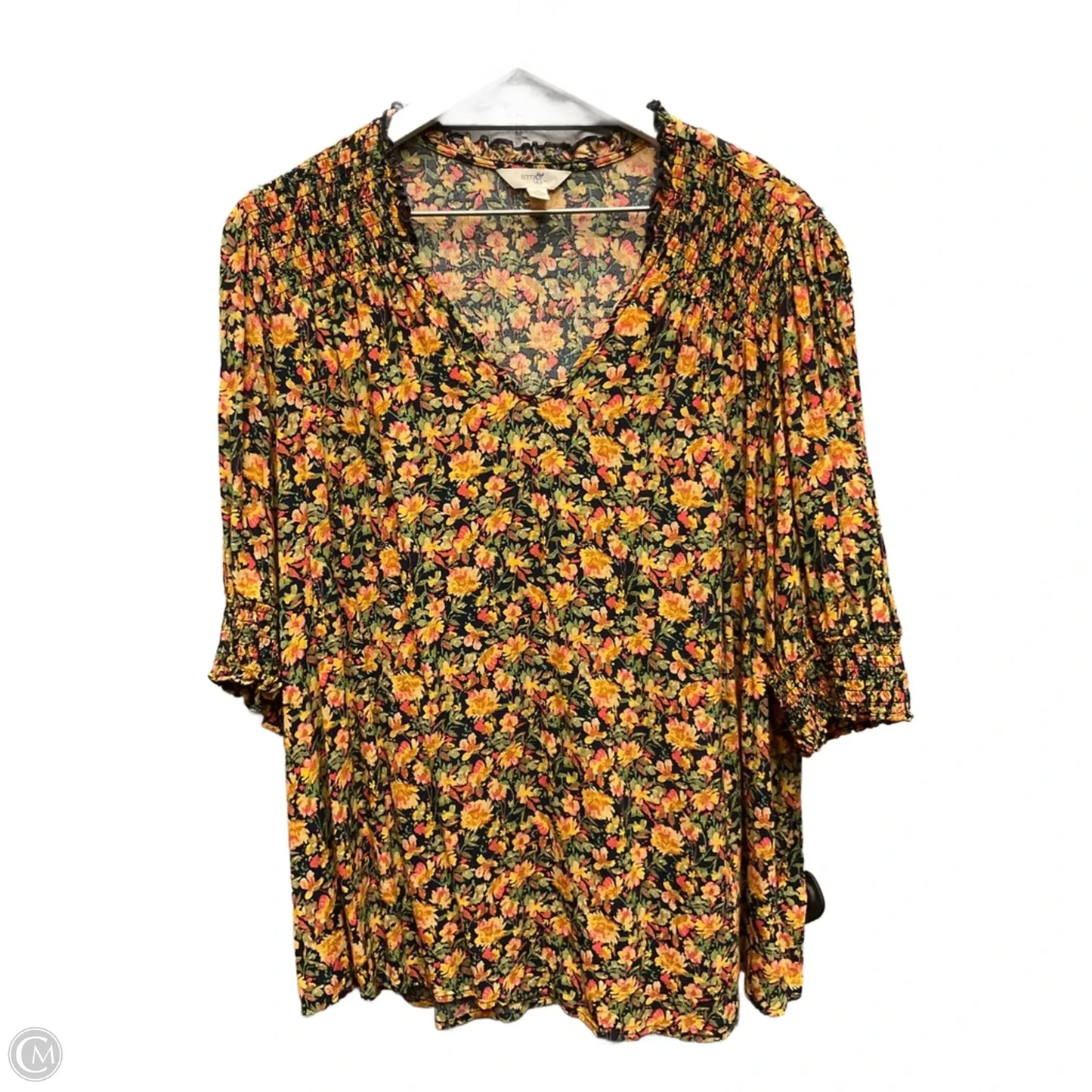 Top Short Sleeve By Terra & Sky In Floral Print, Size: 1x