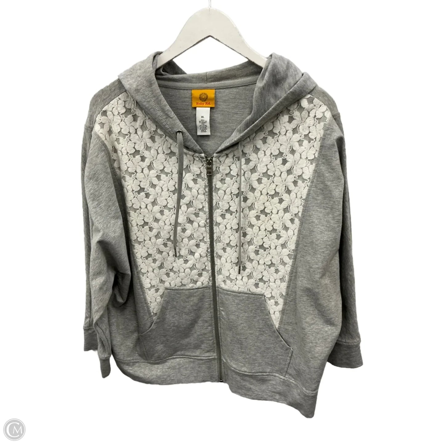 Sweatshirt Hoodie By Ruby Rd In Grey, Size: Xl