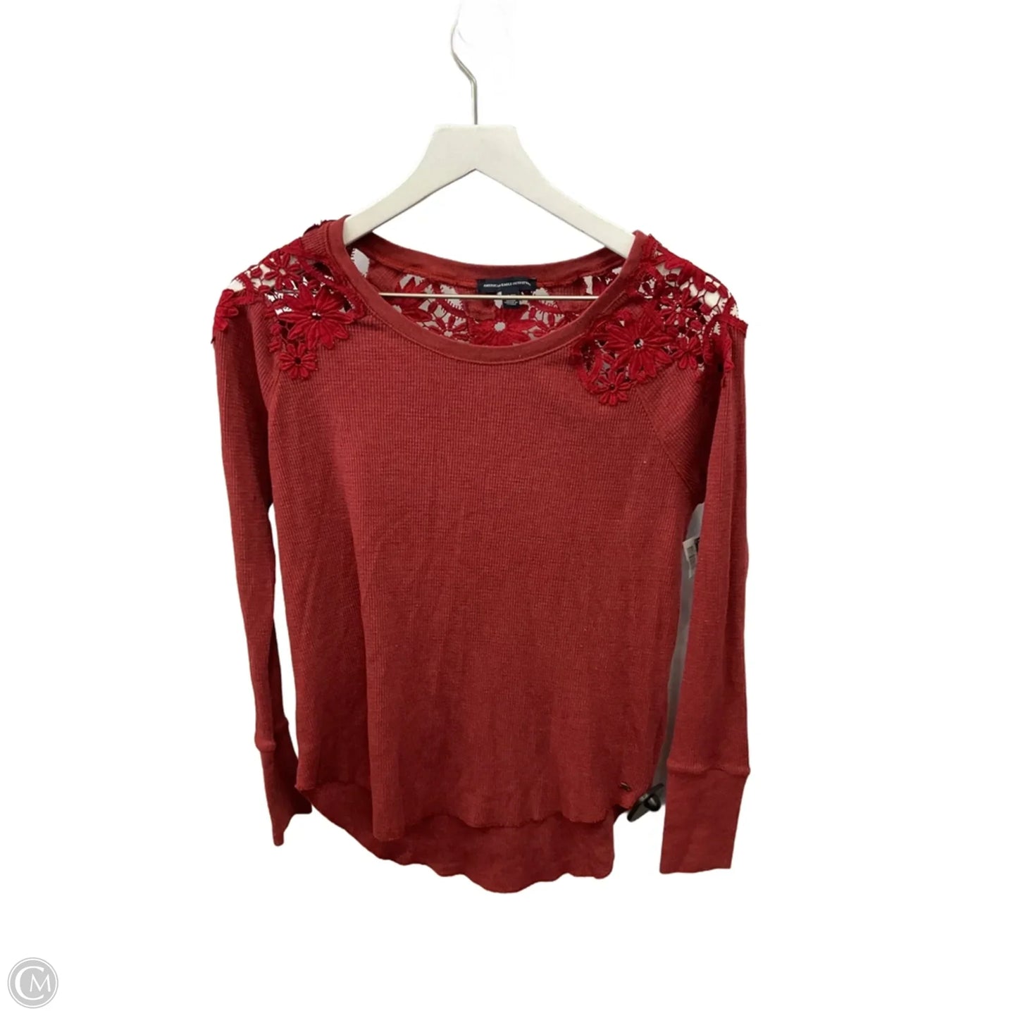 Top Long Sleeve By American Eagle In Red, Size: Xs