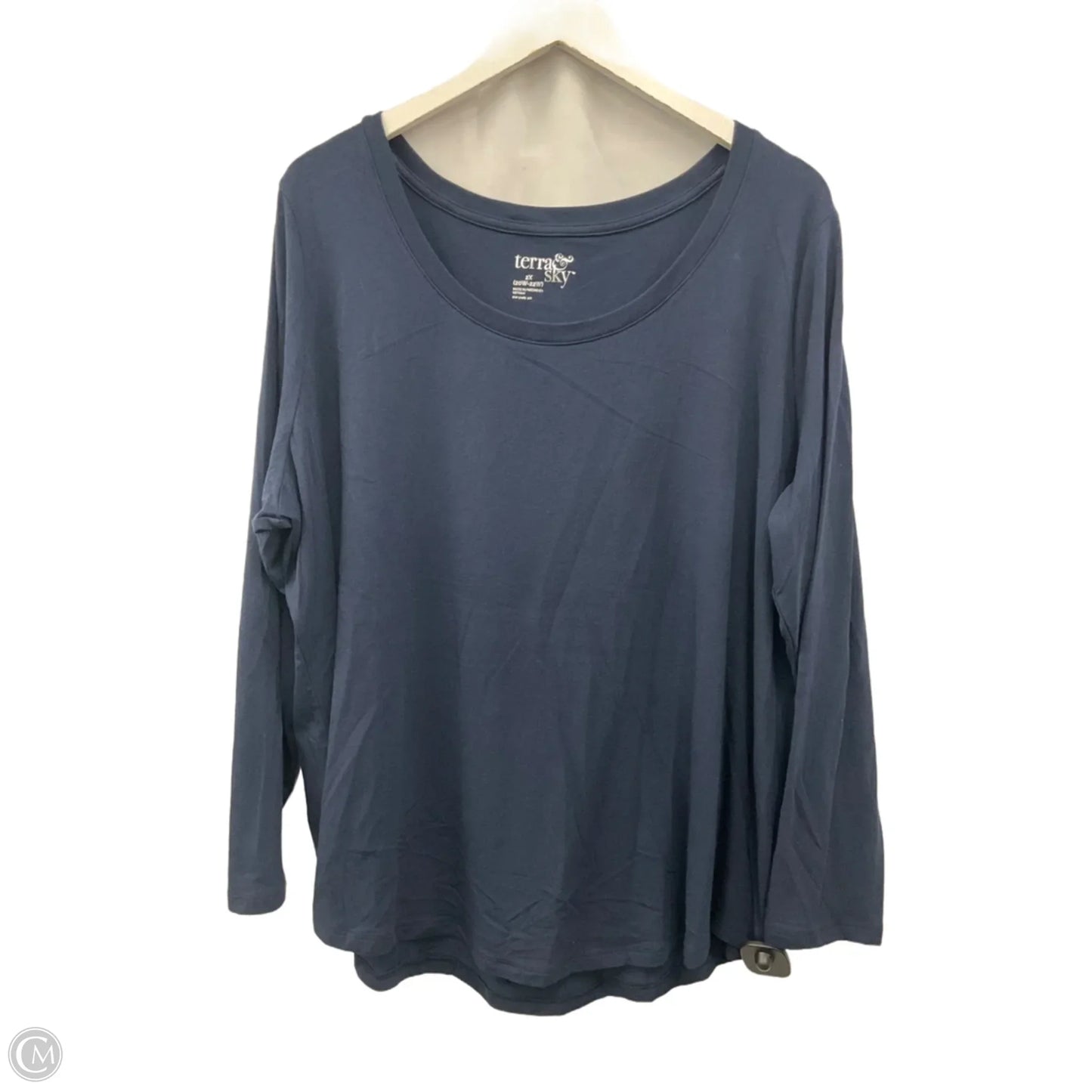 Top Long Sleeve Basic By Terra & Sky In Navy, Size: 2x