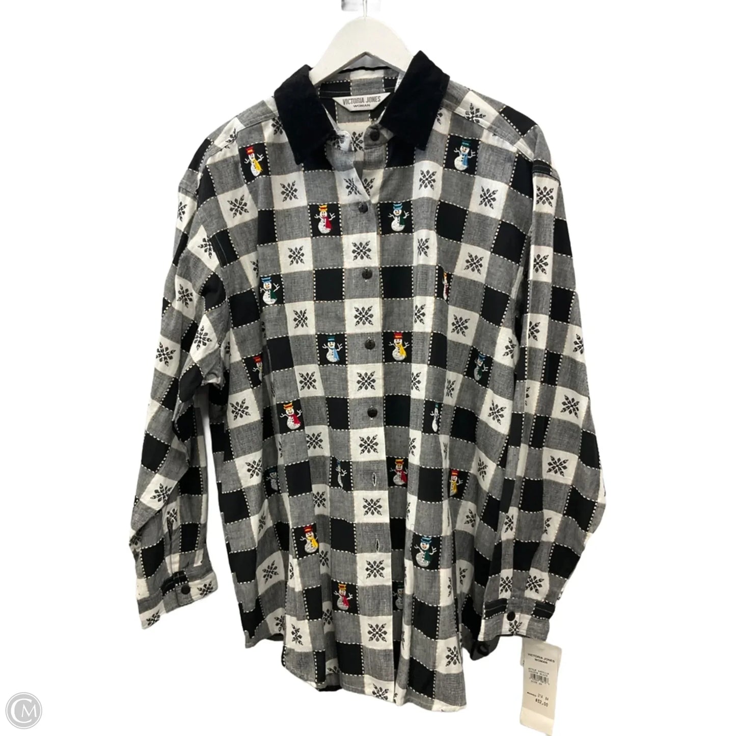 Top Long Sleeve By Victoria Jones In Black & White, Size: 2x