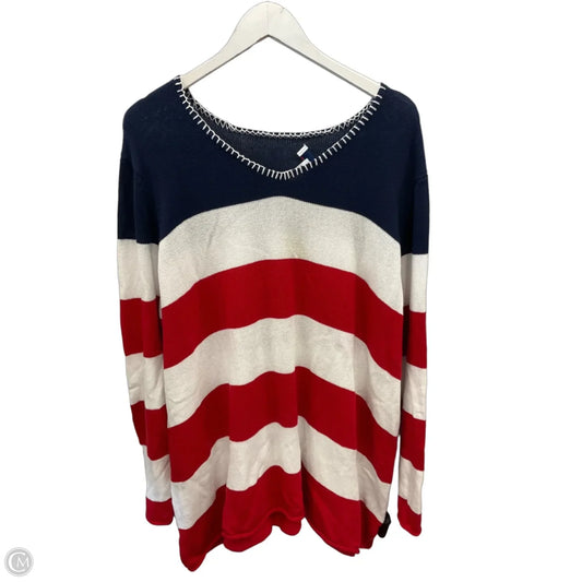 Sweater By D&co. In Blue & Red & White, Size: 2x