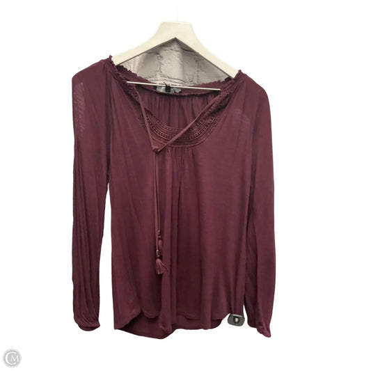 Top Long Sleeve By White House Black Market In Maroon, Size: M