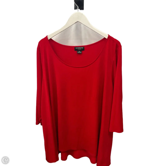 Top 3/4 Sleeve By Liz Claiborne In Red, Size: 3x