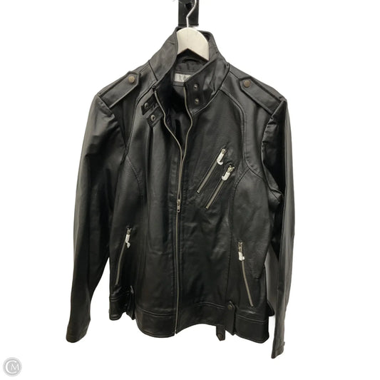 Jacket Leather By Jessica London In Black, Size: Xl