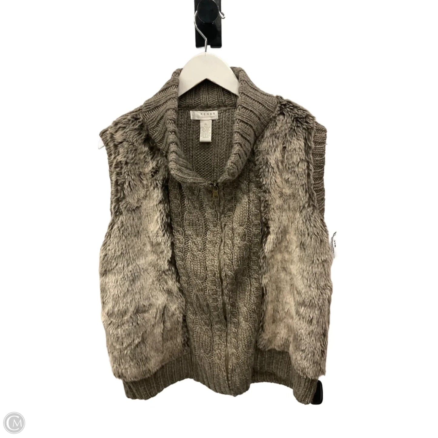 Vest Sweater By Kenar In Taupe, Size: Xl