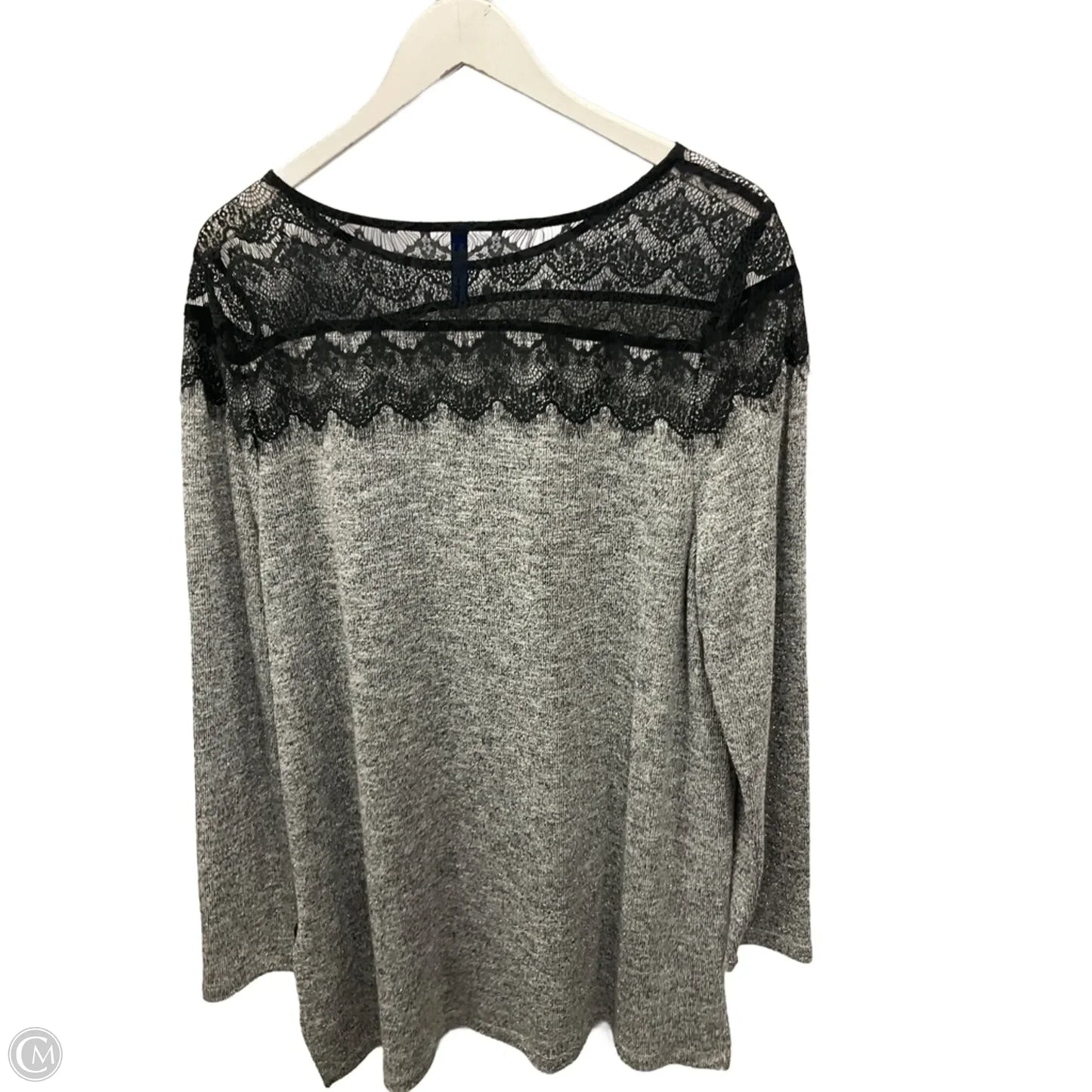 Top Long Sleeve By Falls Creek In Gold & White, Size: 1x