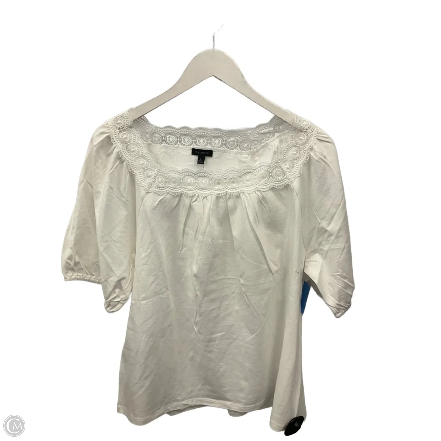 Top Short Sleeve By Talbots In White, Size: L